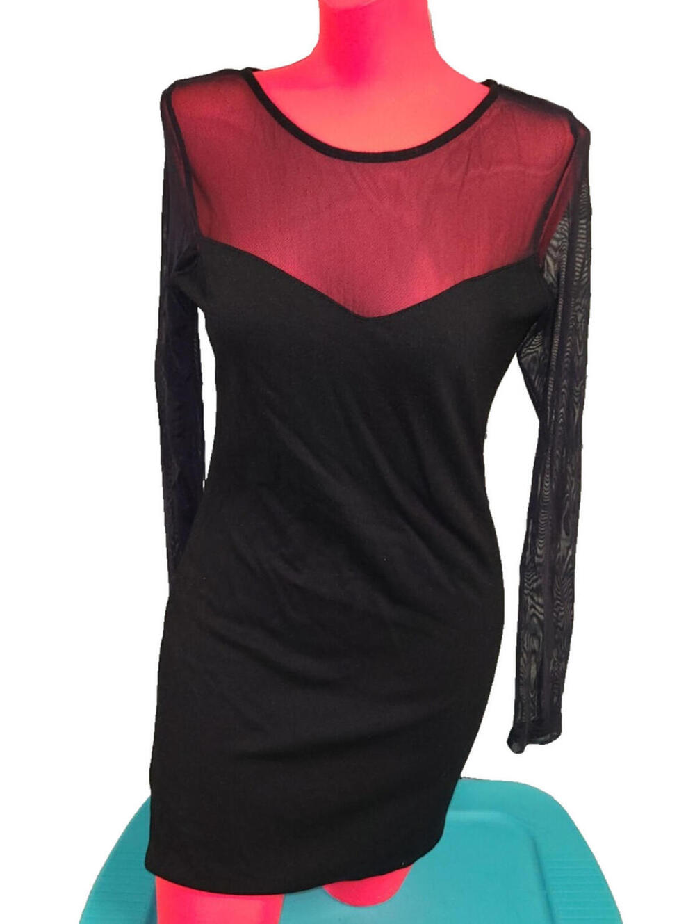 Arden B Sexy Li'l Black SHOW ME OFF Dress Womens Size LG Mesh Upper
